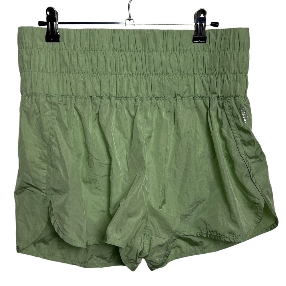 FP Movement The Way Home Shorts Lime Green High‎ Rise Smocked Waist L Hiking Gym